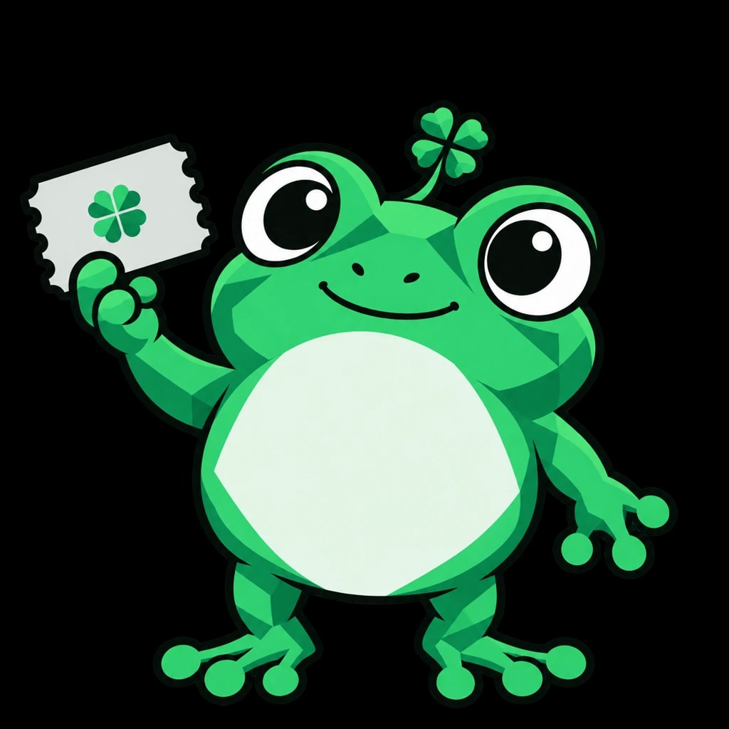 Kero the frog with a lottery ticket